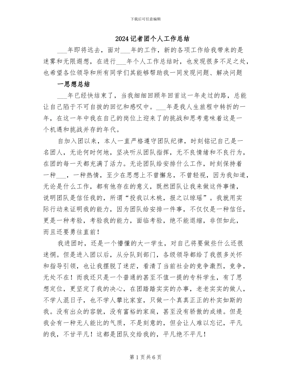 2024记者团个人工作总结_第1页