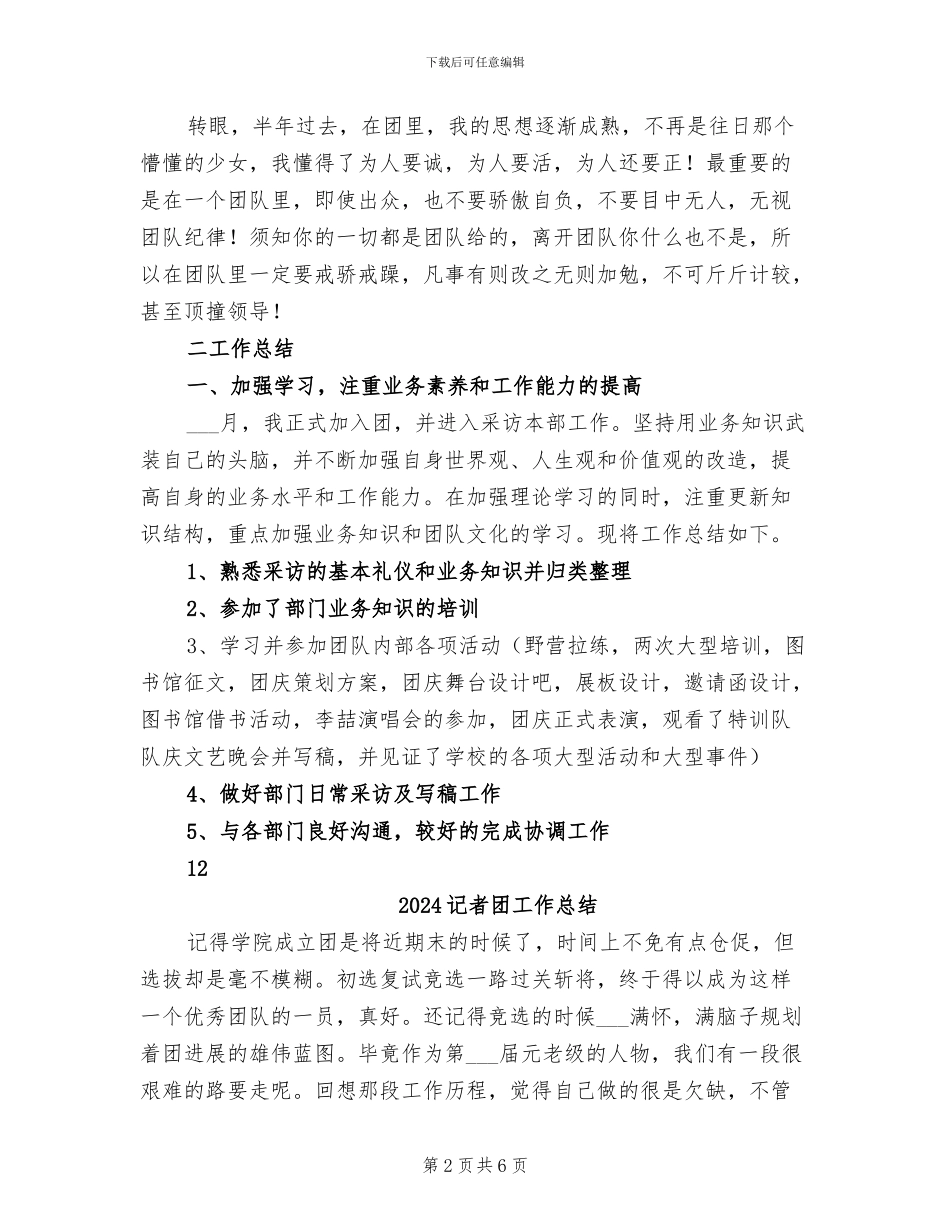2024记者团个人工作总结_第2页