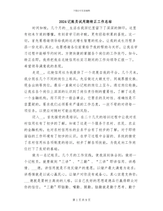 2024记账员试用期转正工作总结