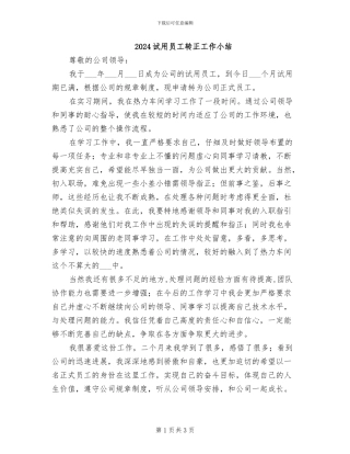 2024试用员工转正工作小结