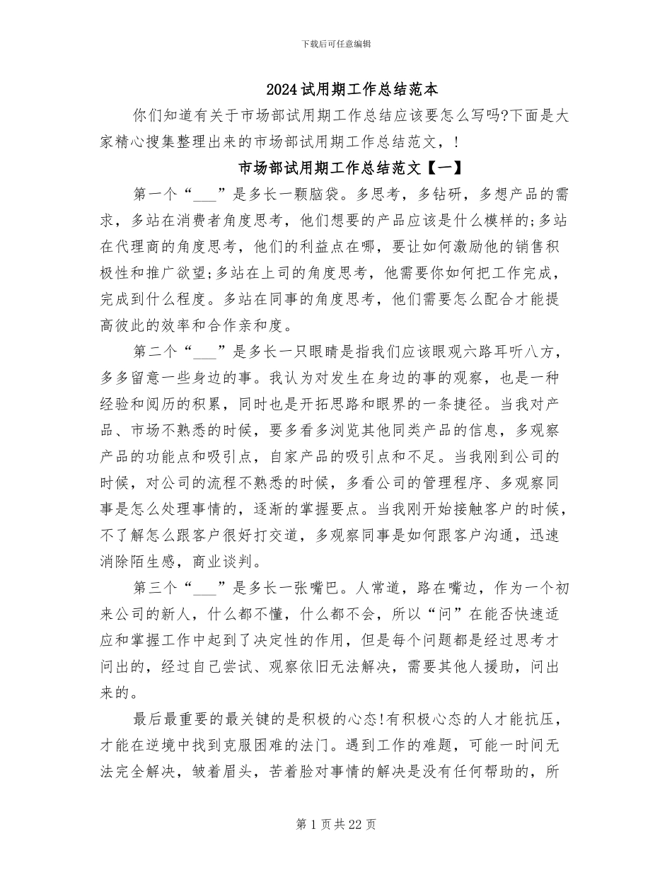 2024试用期工作总结范本_第1页