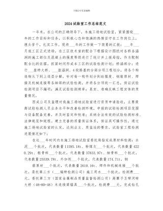2024试验室工作总结范文