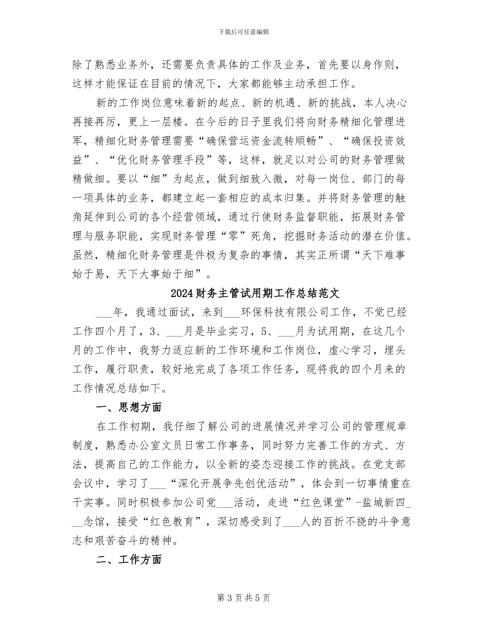 2024财务主管试用期工作总结_第3页