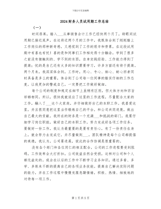 2024财务人员试用期工作总结