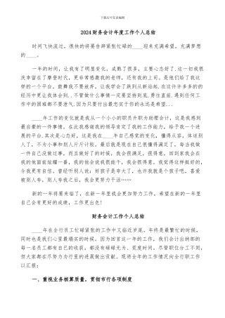 2024财务会计年度工作个人总结