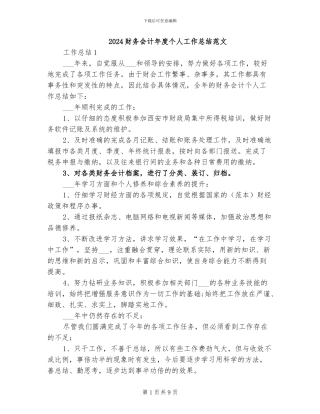 2024财务会计年度个人工作总结范文