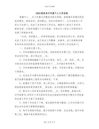 2024财务会计年度个人工作总结