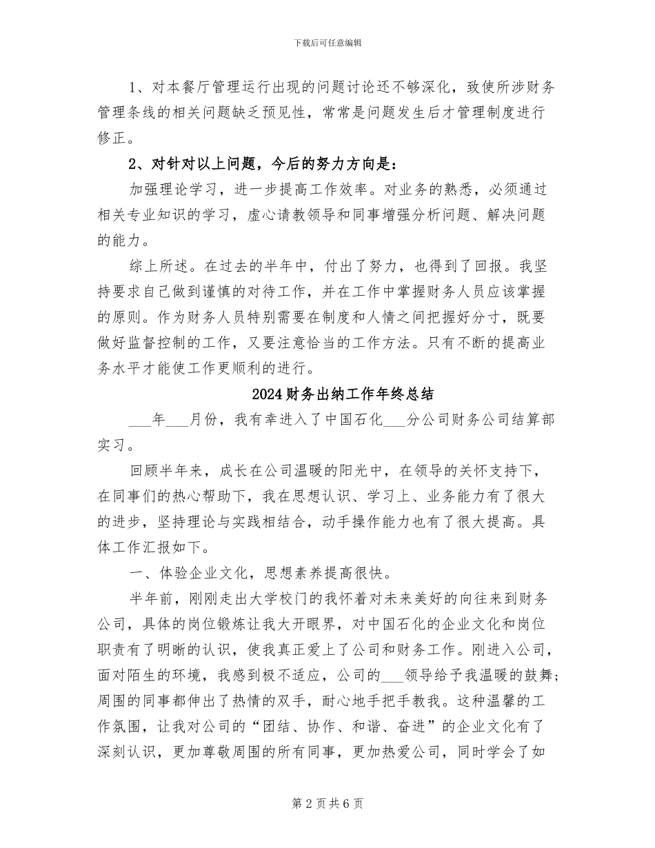 2024财务出纳工作年度总结_第2页