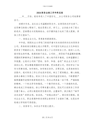 2024财务出纳工作年终总结
