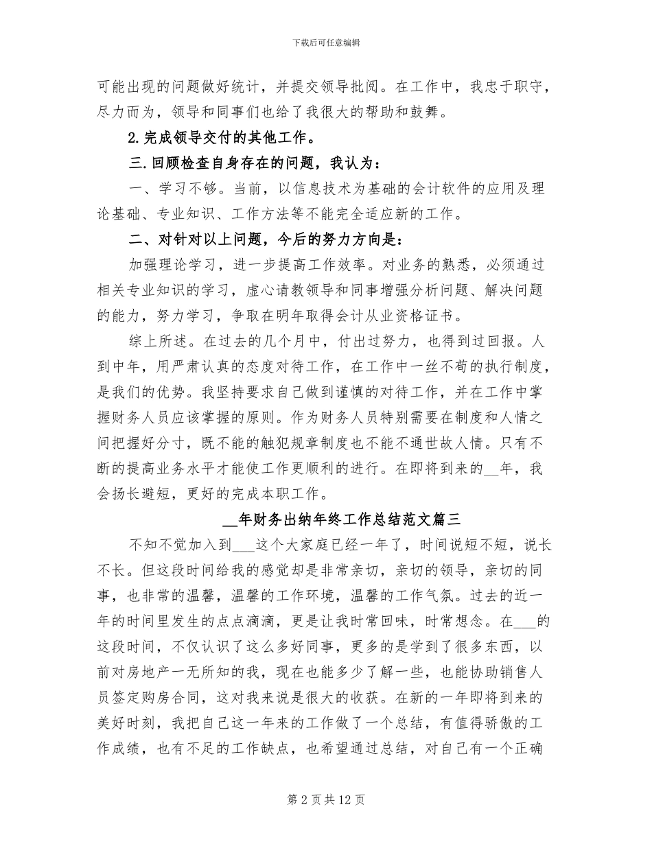 2024财务出纳年终工作总结_第2页