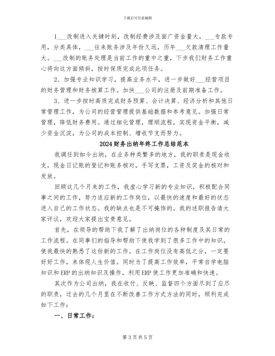 2024财务出纳年终工作总结范文_第3页