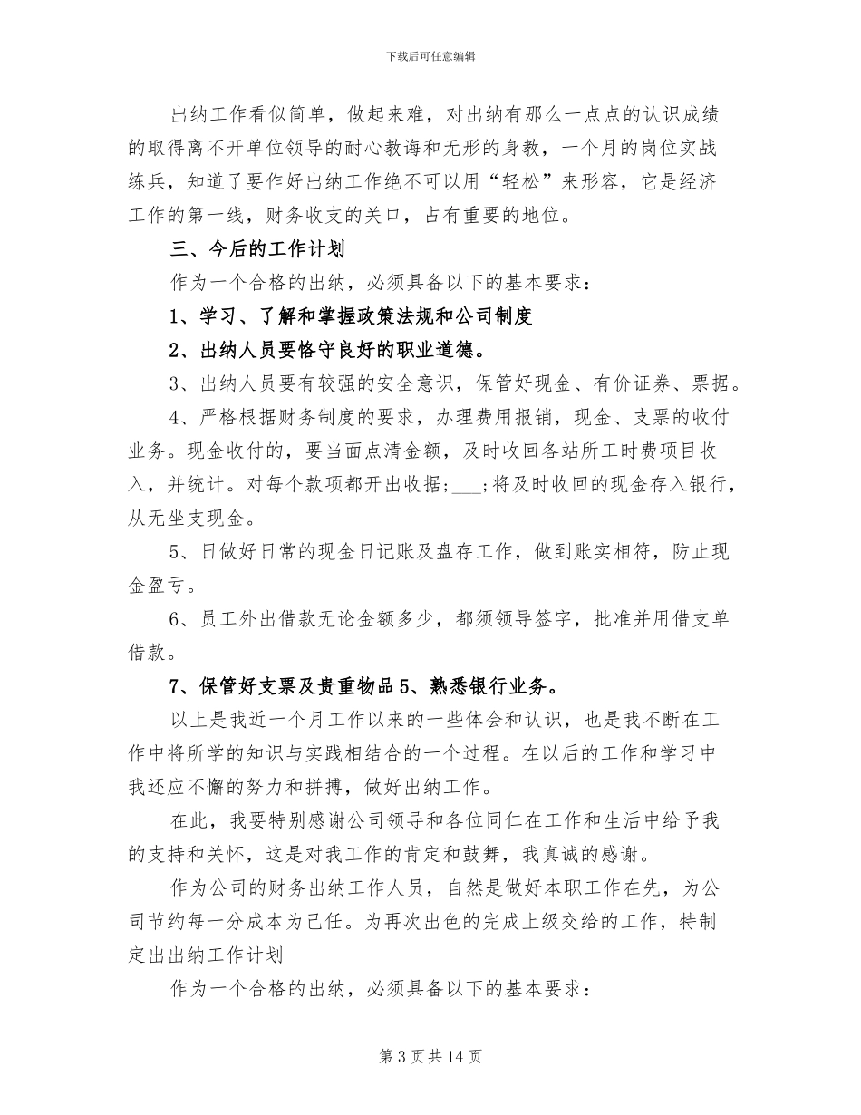 2024财务出纳工作总结范本_第3页