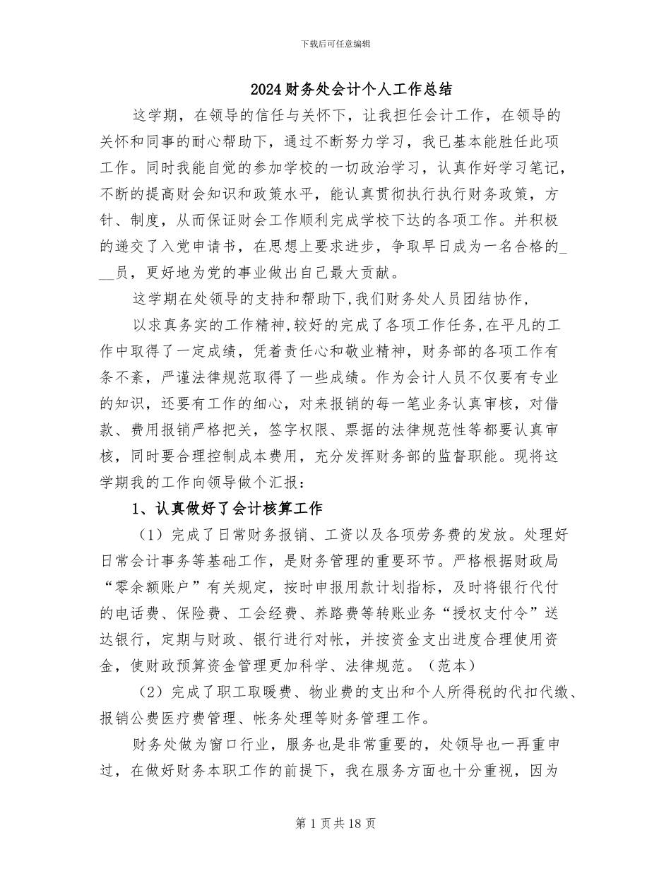 2024财务处会计个人工作总结_第1页
