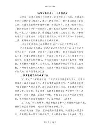 2024财务处会计个人工作总结
