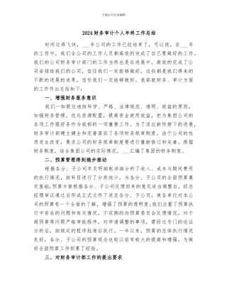 2024财务审计个人年终工作总结
