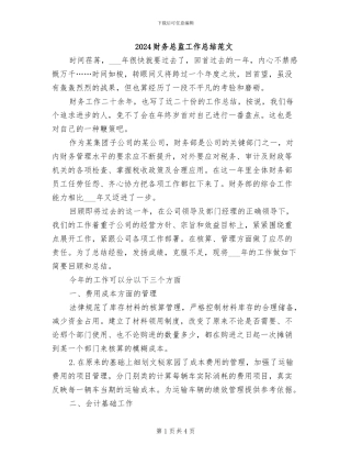 2024财务总监工作总结范文
