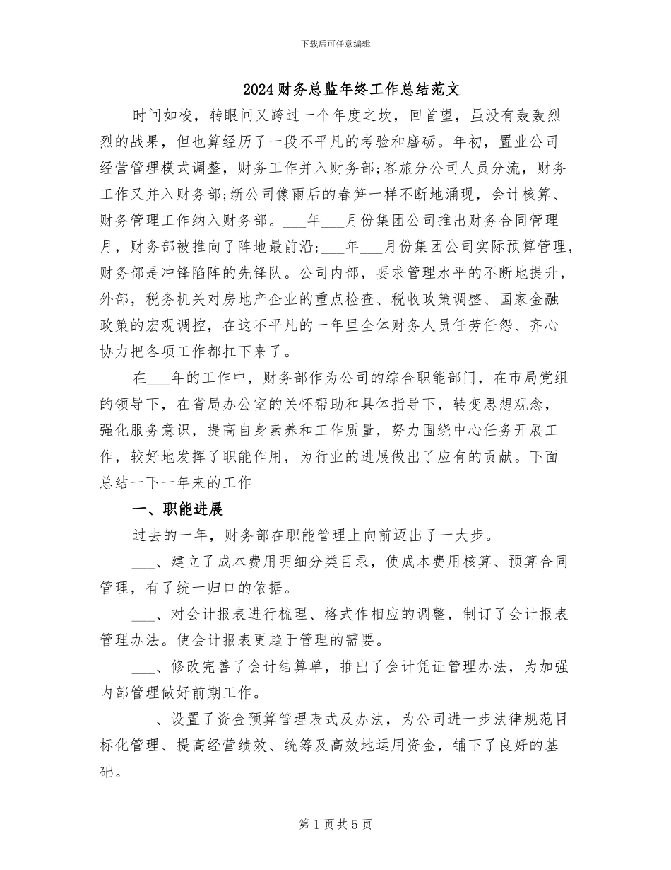 2024财务总监年终工作总结范文_第1页