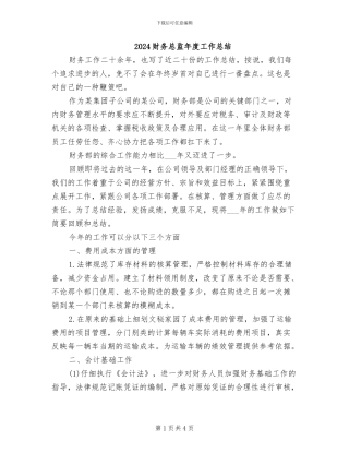 2024财务总监年度工作总结