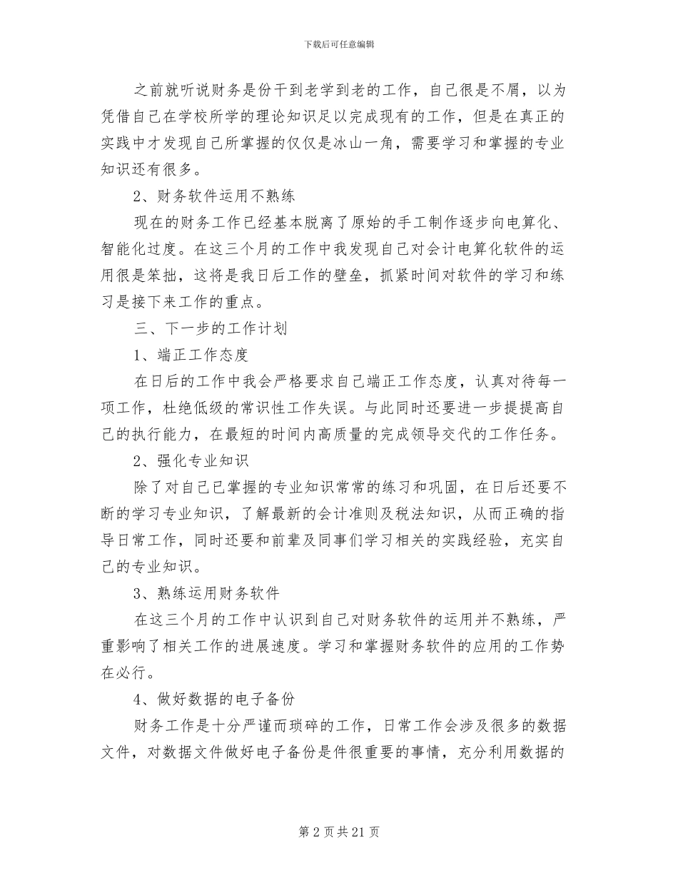 2024财务试用期三个月工作总结_第2页