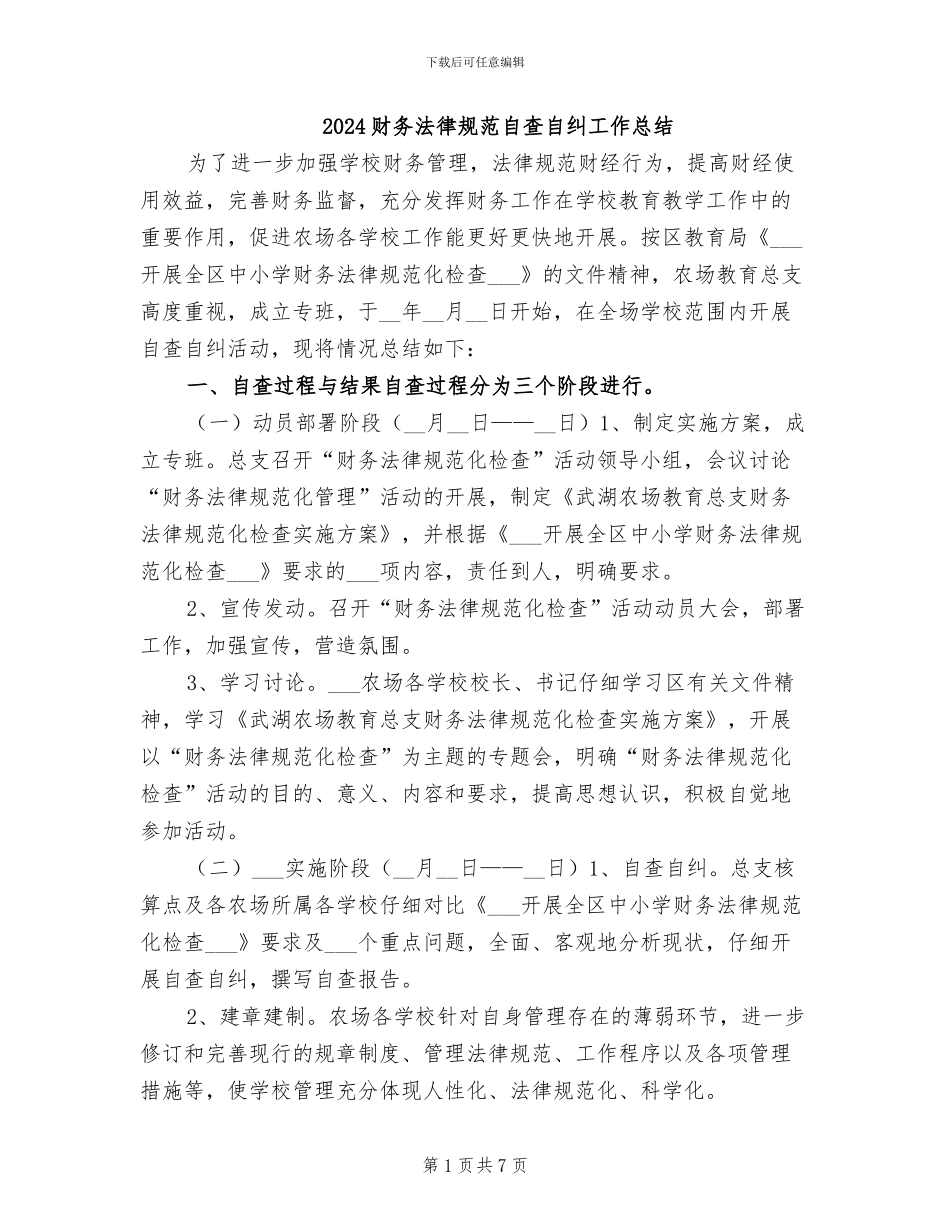 2024财务规范自查自纠工作总结_第1页