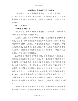 2024财务试用期转正个人工作总结