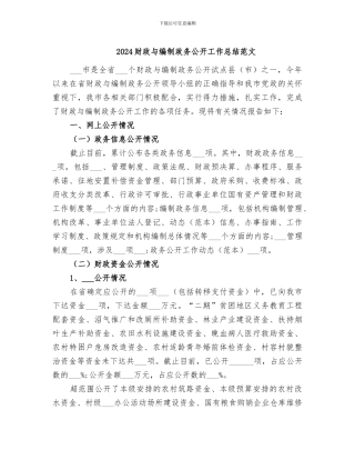 2024财政与编制政务公开工作总结范文