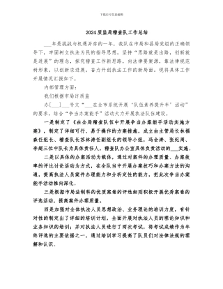 2024质监局稽查队工作总结