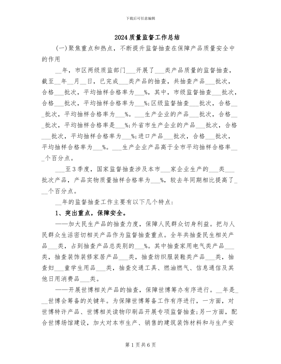 2024质量监督工作总结_第1页