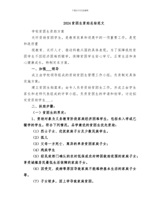 2024贫困生资助总结范文