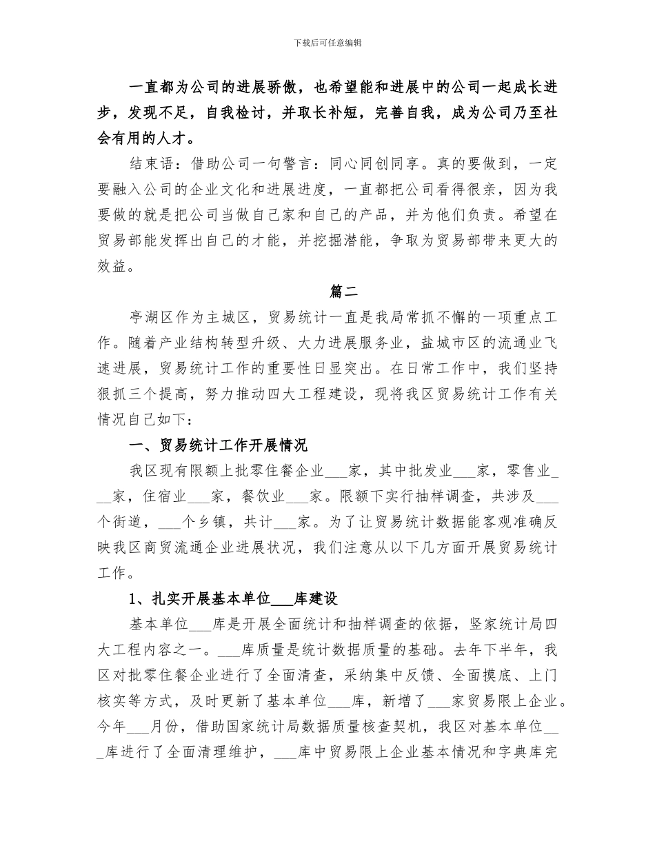 2024贸易统计个人工作总结_第2页