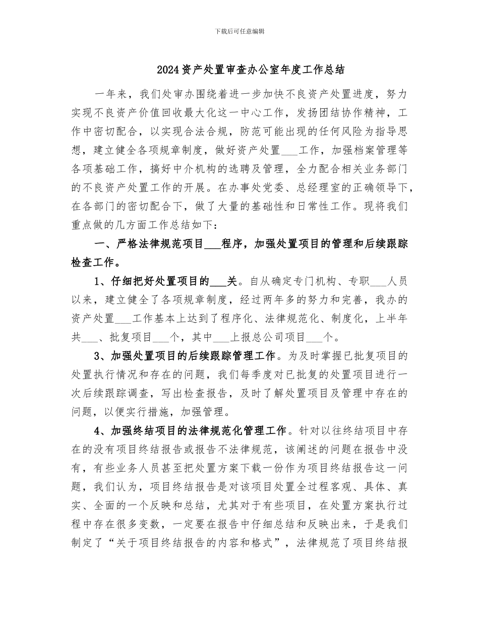 2024资产处置审查办公室年度工作总结_第1页