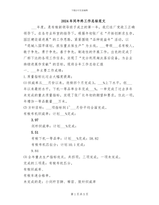 2024车间年终工作总结范文