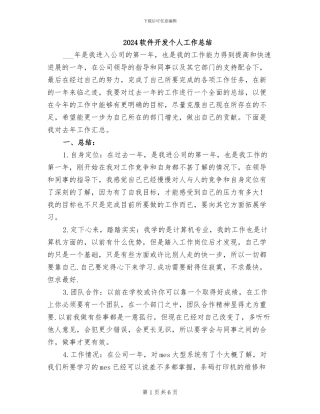 2024软件开发个人工作总结
