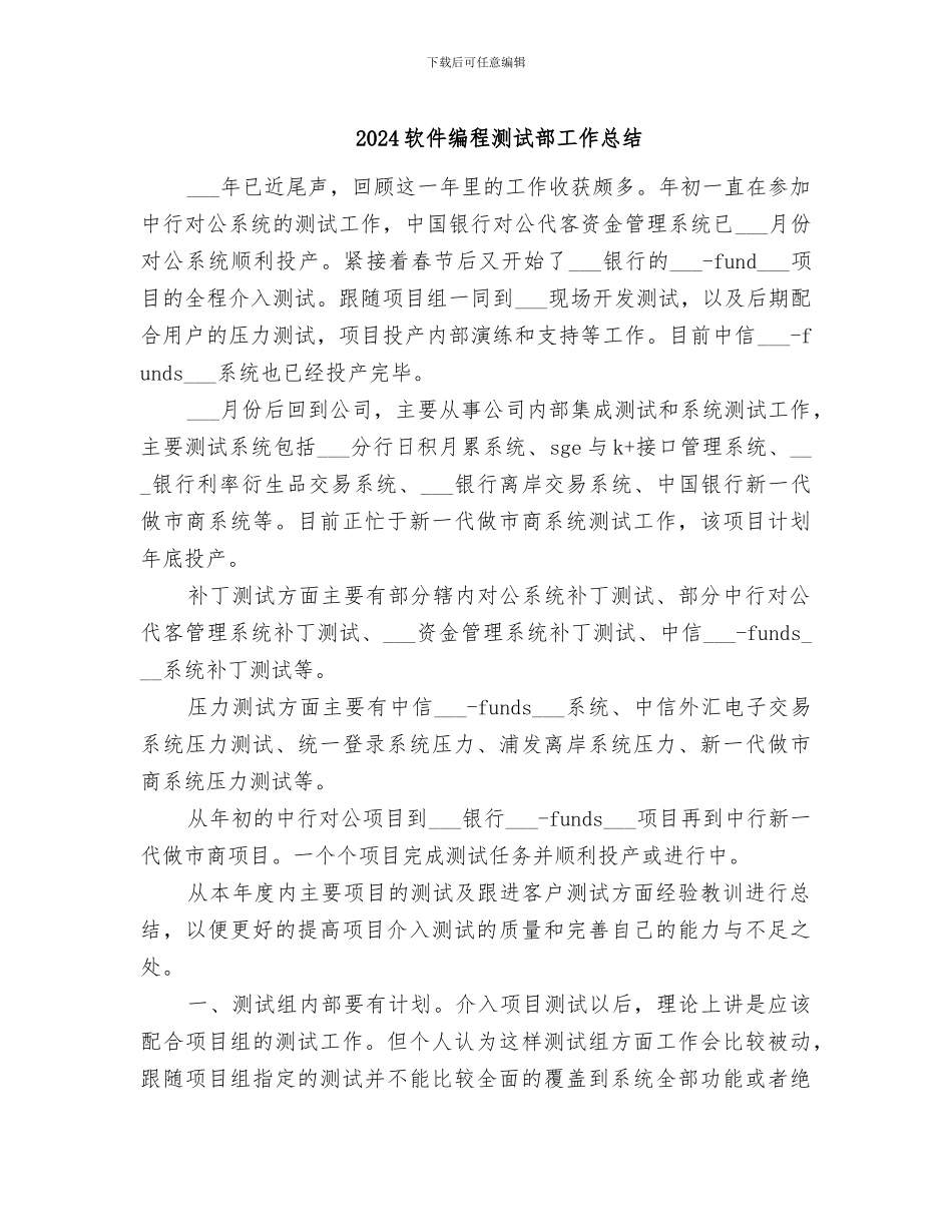 2024软件编程测试部工作总结_第1页