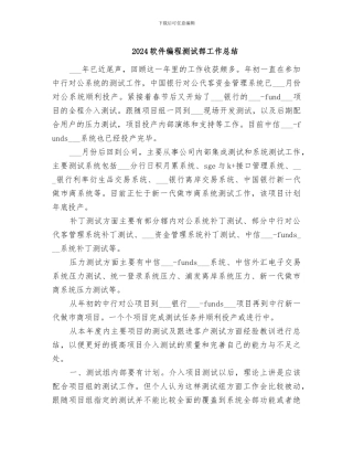 2024软件编程测试部工作总结