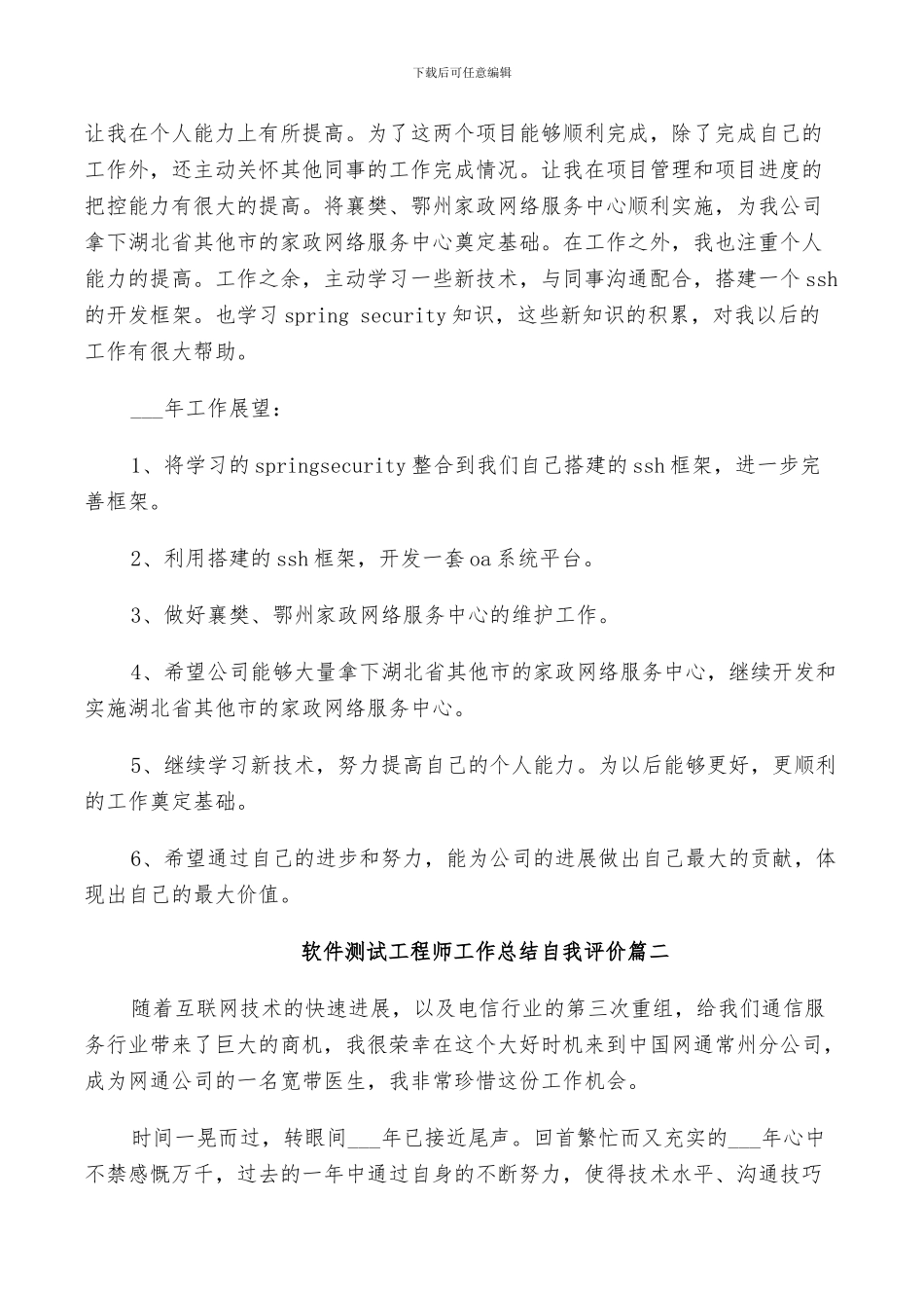 2024软件测试工程师工作总结自我评价_第2页