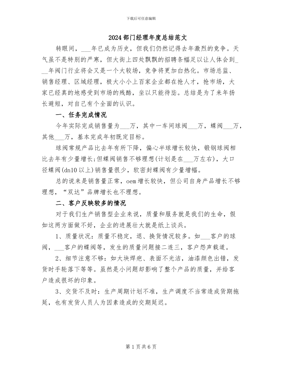 2024部门经理年度总结范文_第1页