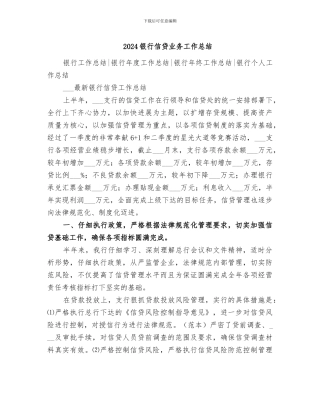 2024银行信贷业务工作总结