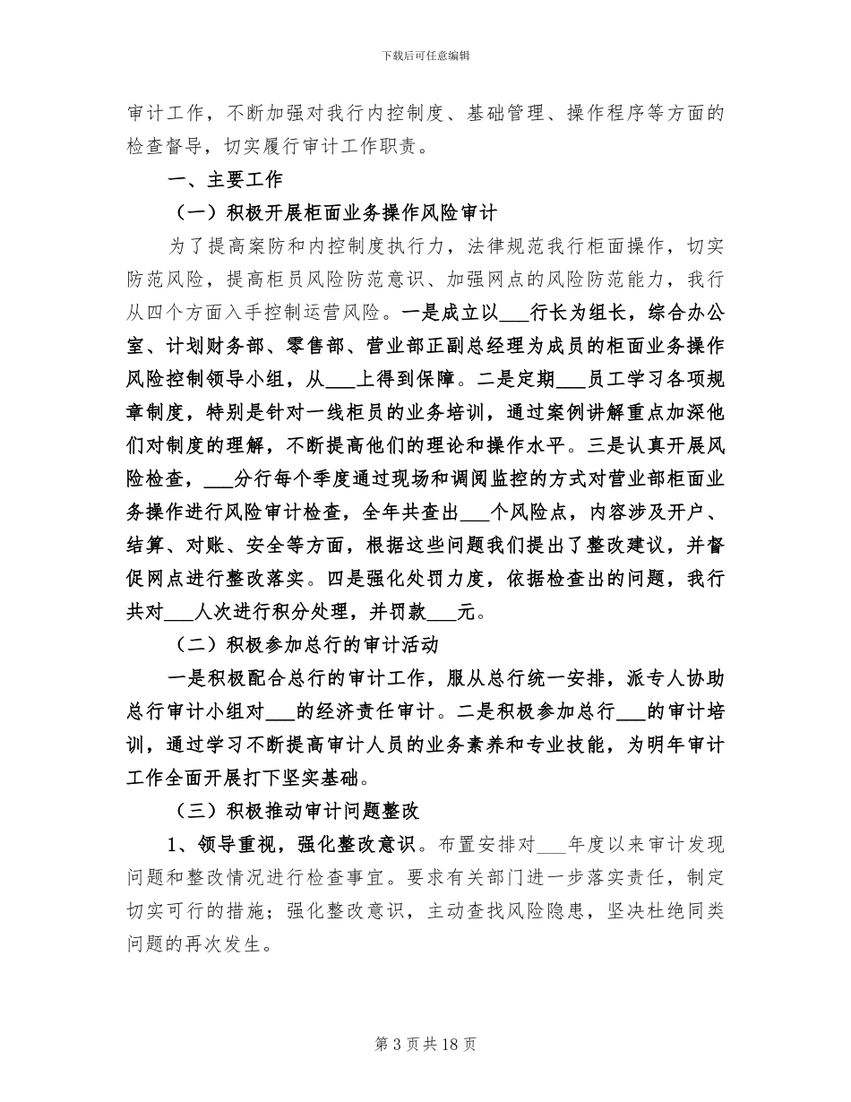 2024银行审计员个人工作总结_第3页