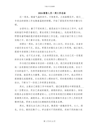2024销售人员一周工作总结