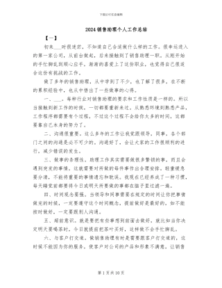 2024销售助理个人工作总结