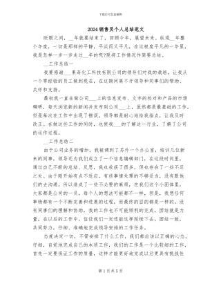 2024销售员个人总结范文