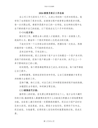 2024销售员转正工作总结
