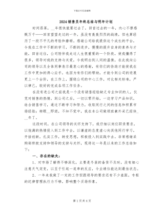 2024销售员年终总结与明年计划