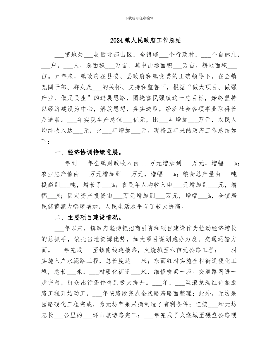 2024镇人民政府工作总结_第1页