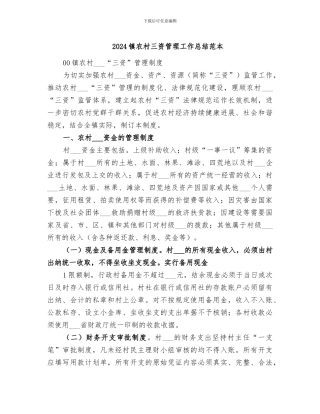 2024镇农村三资管理工作总结范本