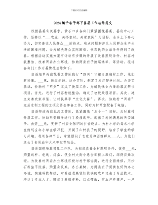 2024镇千名干部下基层工作总结范文