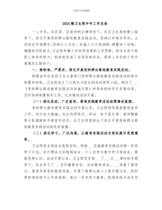 2024镇卫生院半年工作总结