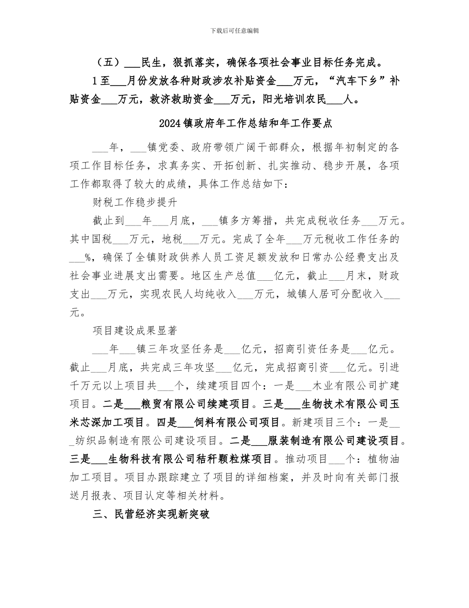 2024镇政府年工作总结及年工作要点_第3页