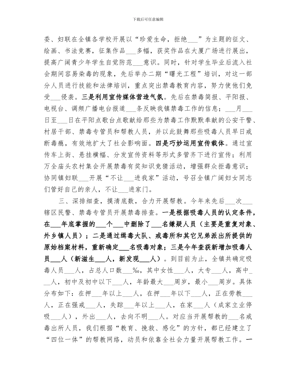 2024镇毒情重点整治工作总结范文_第2页
